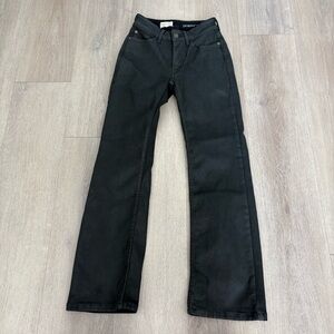 Anthropologie Pilcro Womens Jeans Black Size 24 Coated Mid Rise Crop Flare Yaya